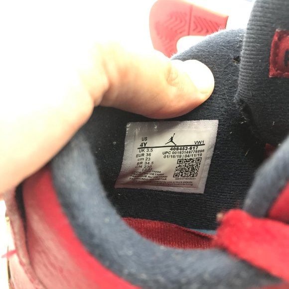 Nike Air Jordan 4 Retro FIBA Gym Red Womens Sz 5.5 - Picture 7 of 7